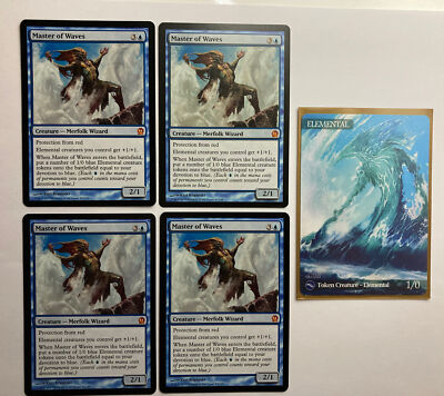 MtG - Magic - 4 x Master of Waves - Theros - NM - Plus - Elemental Token