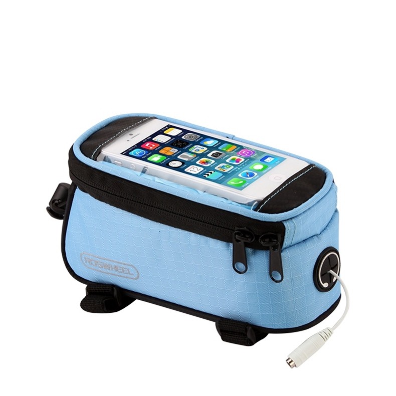 Borsa Da Telaio Per Bici Con Supporto Telefono | Pelle PU Impermeabile Con Finestra Touch | Borsa Tubo Superiore Con Tasche Laterali | Accessorio Ciclismo