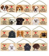 Love is Being Owned by Dog Art Wooden Plaque Sign New USA