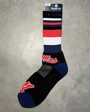 Men's NCAA Ole Miss Rebels Crew Socks For Bare Feet Size Large 10-13 NWT