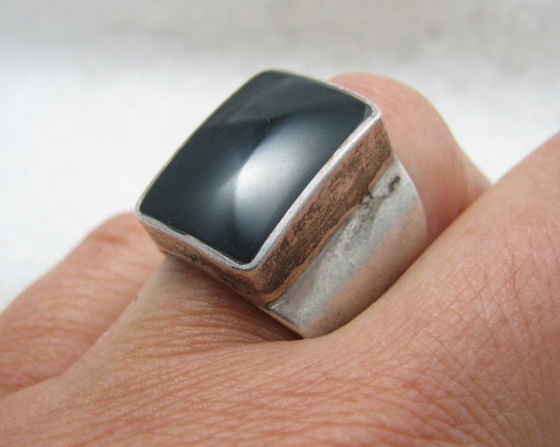 Vintage 950 Silver Black Onyx Band Ring Sz 8.25 | eBay Vintage 950 Silver Black Onyx Band Ring Sz 8.25 | eBay