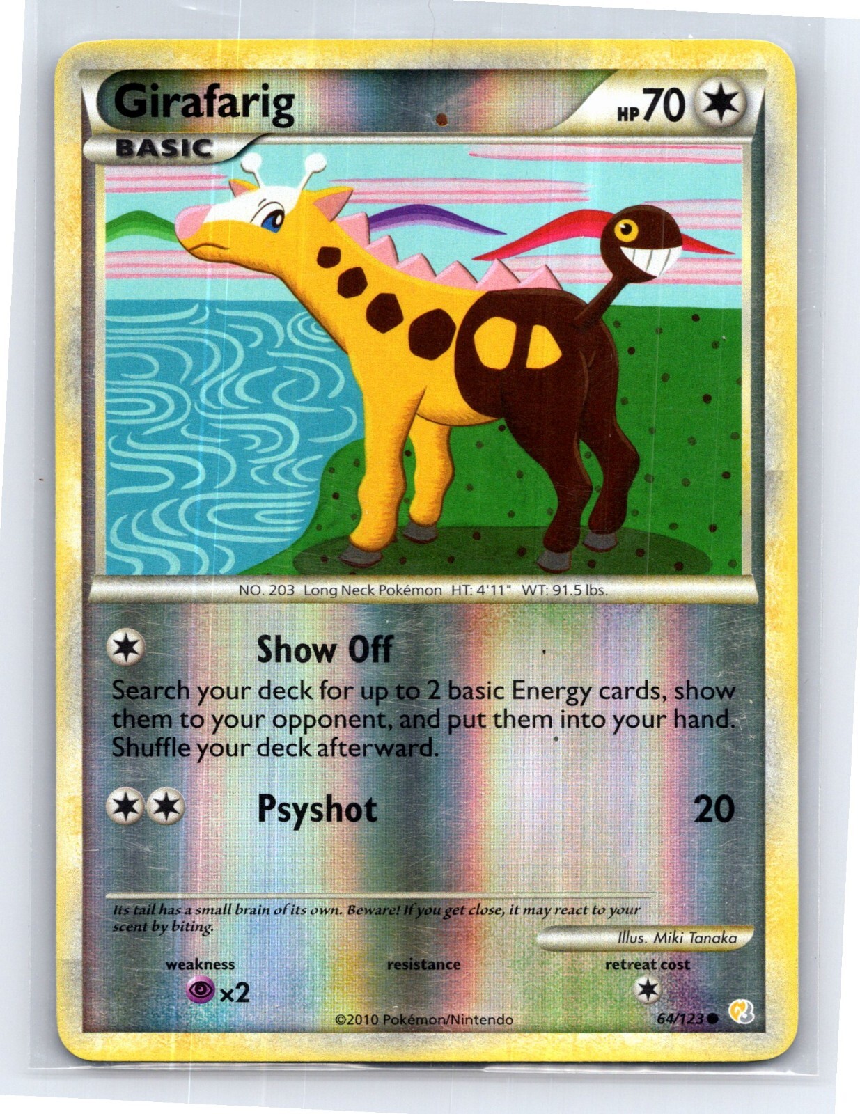 2010 Pokemon TCG - Heartgold Soulsilver - Girafarig Reverse Holo 64/123 - LP