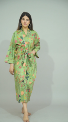 green floral dressing gown 1970s Green Velvet & Rhinestone Party Dress main image 0