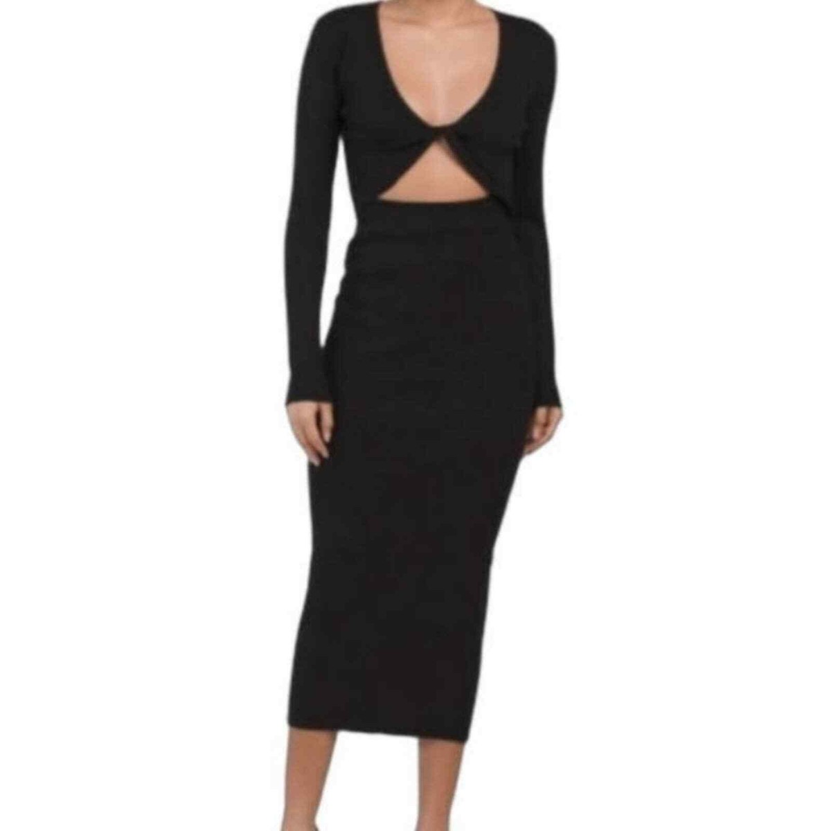 House of Harlow 1960 Twist Front Long Sleeve Ribbed Knit Dress Size M House of Harlow 1960 Twist Front Long Sleeve Ribbed Knit Dress Size M