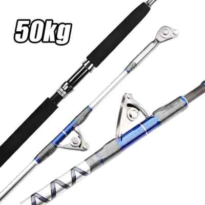 1.98M 2.1M Saltwater Spinning Big Fishing Rod 50kg 2 Piece Rod Fishing Pole  | eBay