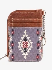 NEW Wrangler Aztec Print Mini Zip Wallet ID Credit Card Holder Case Lavender