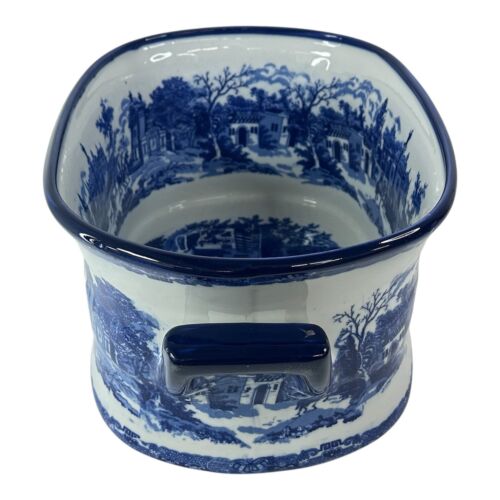 Großes chinesisches blaues Eisensteinbecken Chinoiserie Fußbad Pflanzgefäß - Bild 5 von 10