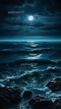 Digital Image Picture Photo Wallpaper Background Desktop AI Art Night Sea View