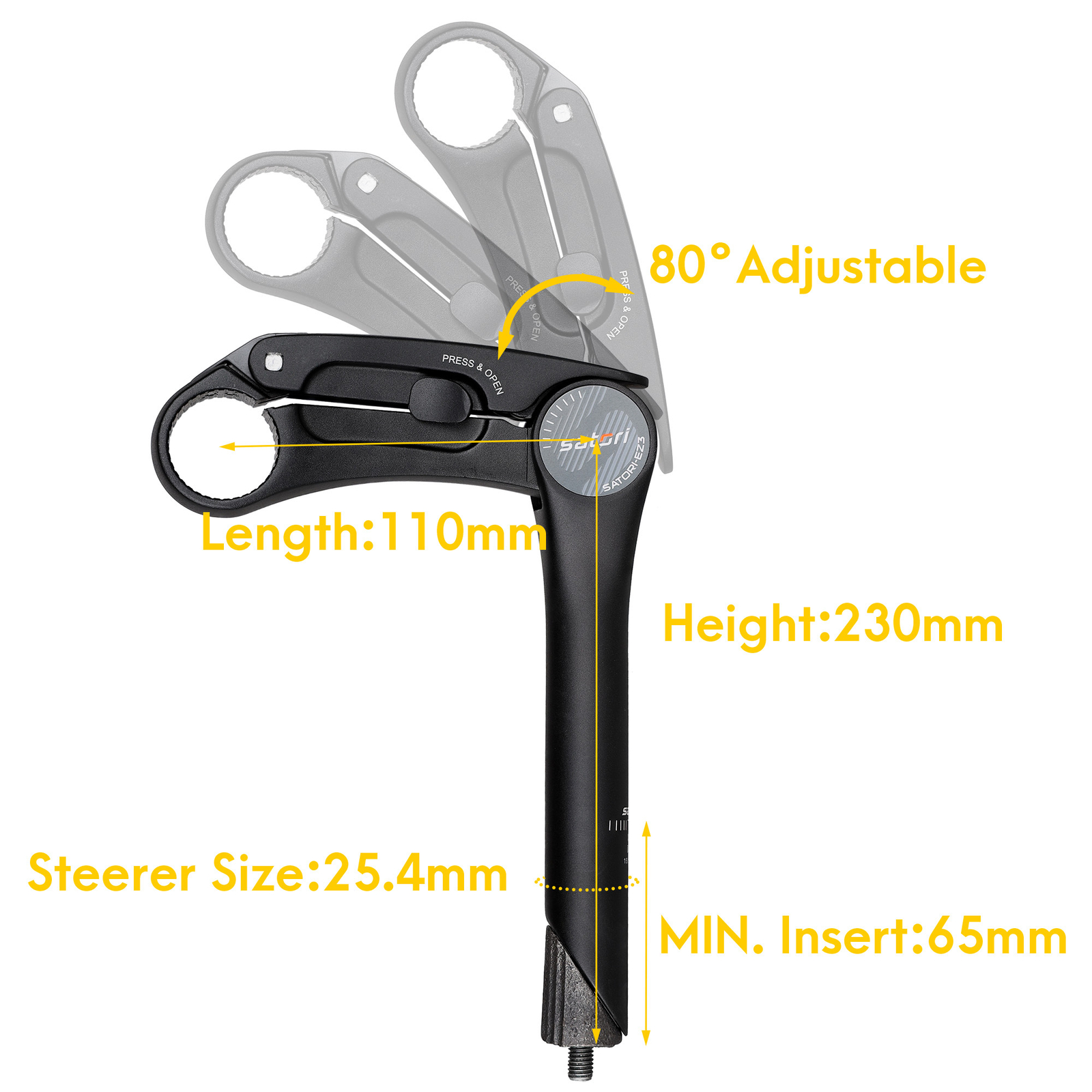 SATORI EZ3 QUILL Bike Riser Extension Adjustable Stem 31.8x110mm Height