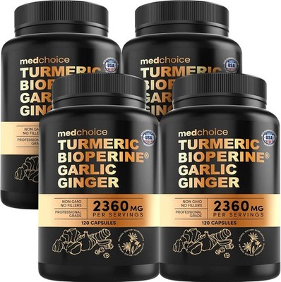 4-in-1 Turmeric Joint Support Supplements with Garlic and BioPerine - 2360 mg