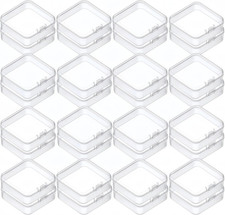 32 Pieces Square Mini Clear Plastic Storage Containers Box Case with Lids for Sm