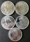 Lot of Five 1oz Silver Peace Rounds