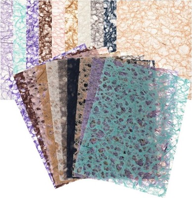 20 Sheets Handmade Decorative Mulberry Paper - Colorful Textured Craft Kit