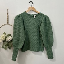 Janie & Jack Sweater Green Cable Knit Balloon Sleeve Sweater Girls Sz 12