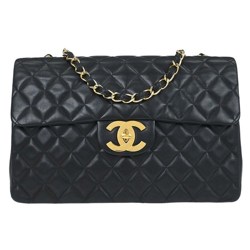 Chanel Black Lambskin Maxi Classic Flap Shoulder Bag 167227