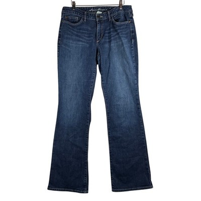 Eddie Bauer Curvy Bootcut Jeans Women's Size 10 Dark Wash Denim Fading Western