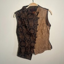 Vintage OLD SHANGHAI Chinese Mandarin Collar Silk Jacket Size M Assymetrical