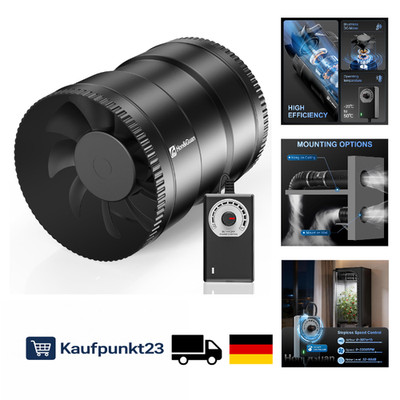 Hon Guan 150mm Inline-Rohrventilator Regelbar 587m³ h