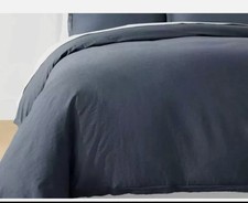 Threshold Studio McGee Blue CAL KING Raw Edge Hemstitch Cotton Duvet Set 3 pc.