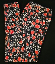 LuLaRoe TC Leggings Vintage Floral Print Black Background