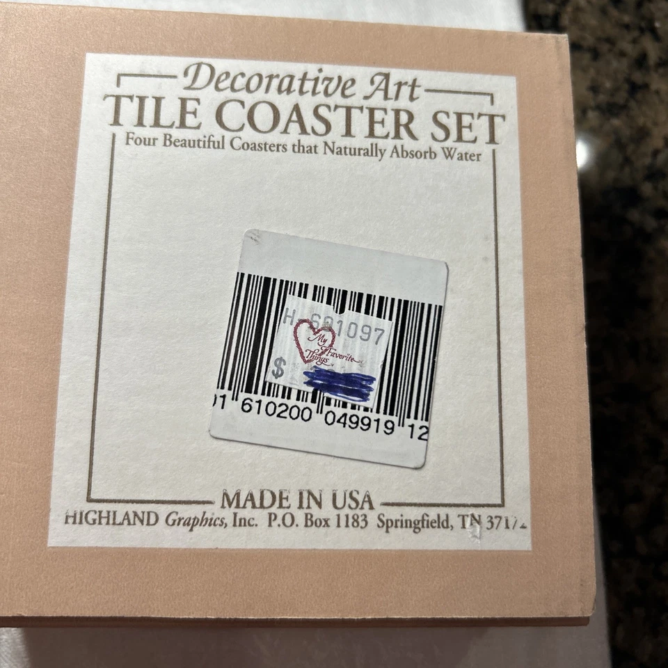 Juego de posavasos de azulejos de arte decorativo (4) NUEVO (sellado) hecho en EE. UU. 4”x4” Foto 4 de 4
