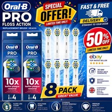 New Oral-B PRO Floss Action Replacement Electric Toothbrush Heads - PACK OF 8