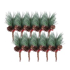 10 PCS Artificial Small Pine Picks With Berries For Christmas Decor Wreaths