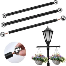 3 Pcs Lamp Post Cross Arm 16 Inch Handle Replacement Steel Silver Ball 