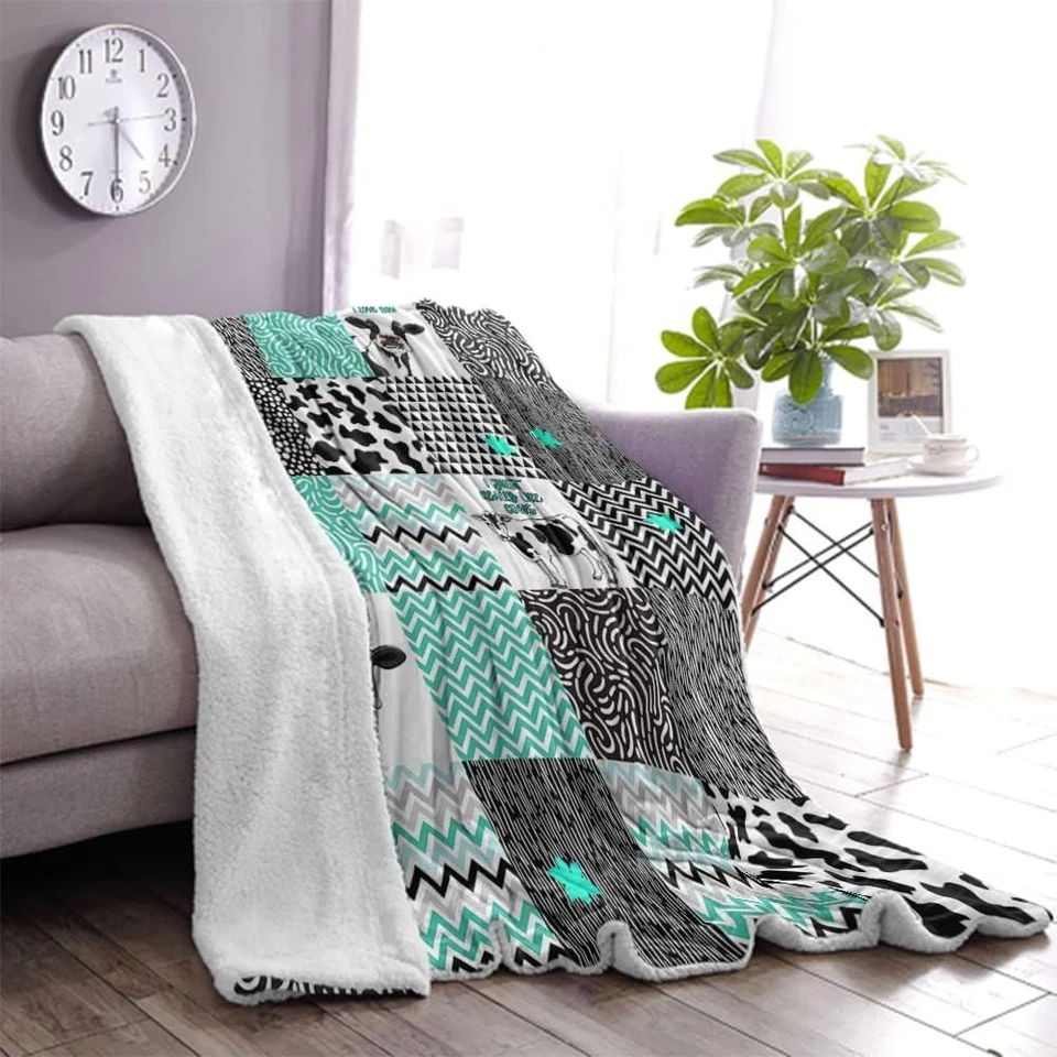 Manta para mujer con estampado suave para ropa de cama decoración de vaca 50"x40", Cow3 Foto 4 de 4
