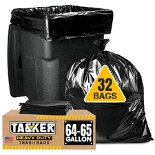 65 Gallon Trash Bags for Toter, (Value-Pack 32 Count w/Ties) Extra Large 64 G...