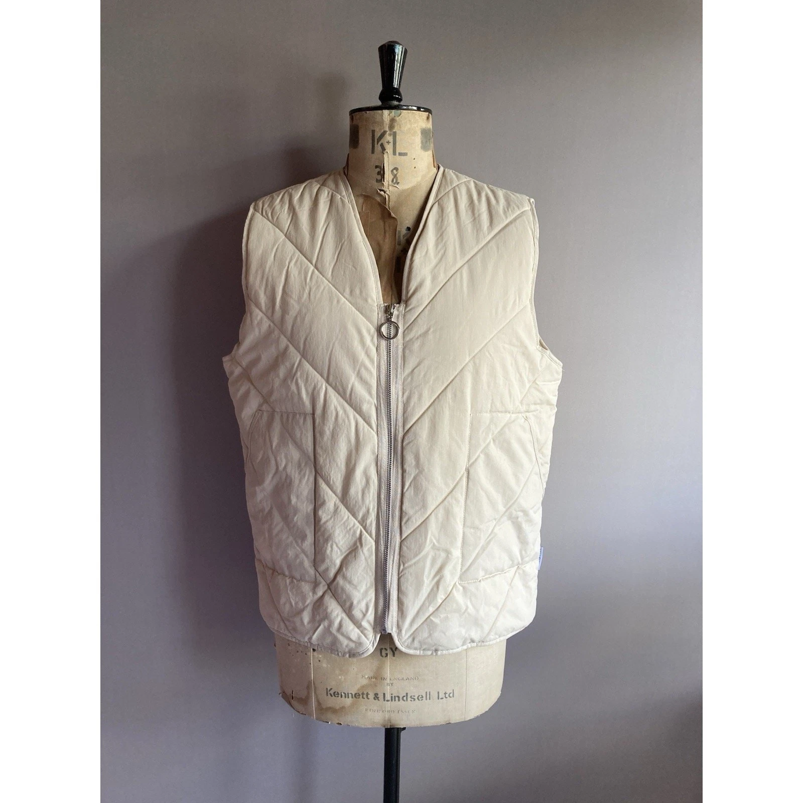 Bellfield Gilet Jacket Mens Size L Beige Nylon Vest