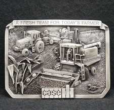 WF05111 NOS COOL VINTAGE 1985 CASE A FRESH TEAM FOR TODAY'S FARMER BELT BUCKLE