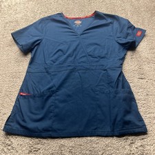 Dickies Scrub Top Womens Small Teal Medical Uniform V Neck Workwear Nurse