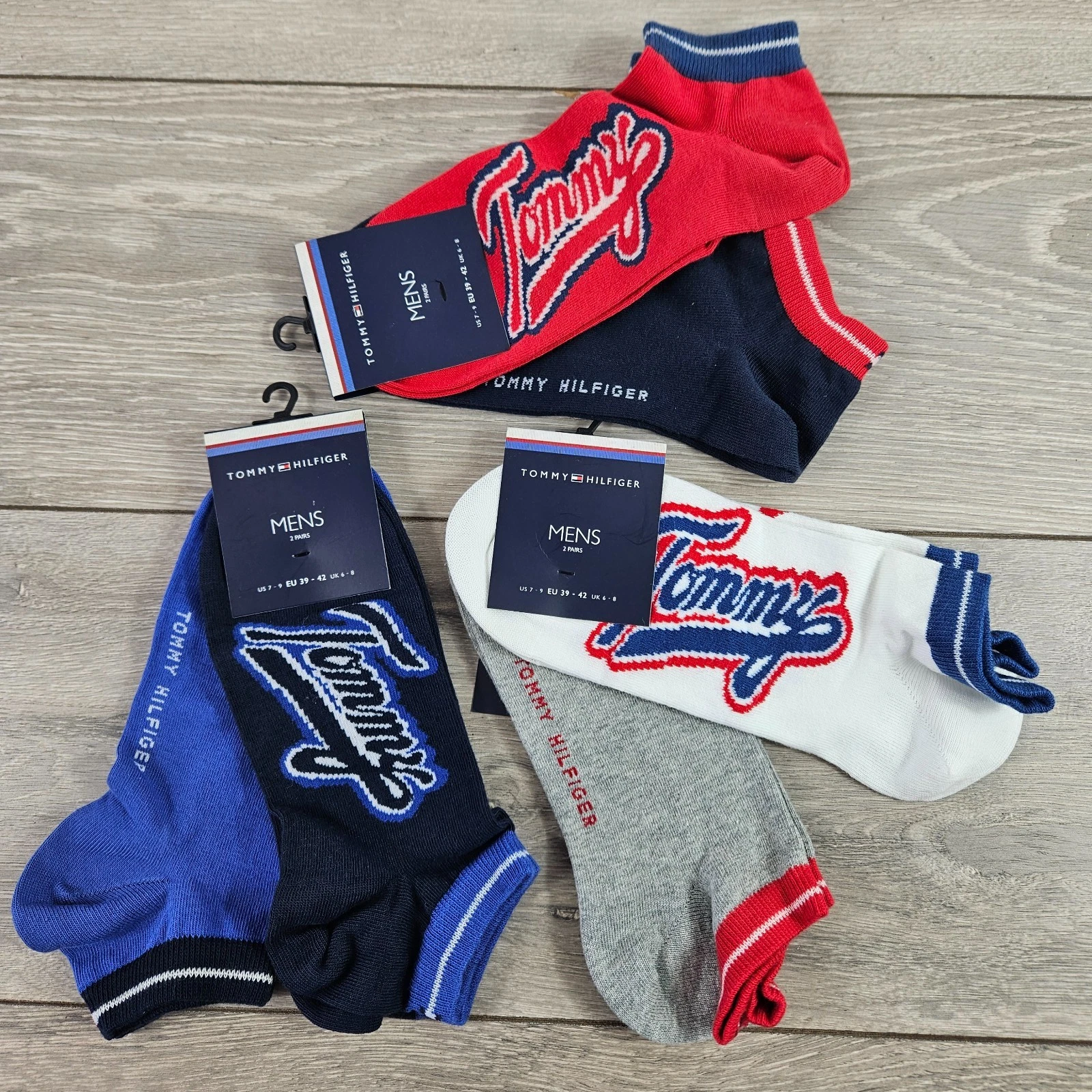 6 Pairs Genuine Tommy Hilfiger Men Trainer Socks Cotton Rich Ankle Socks UK 6-8