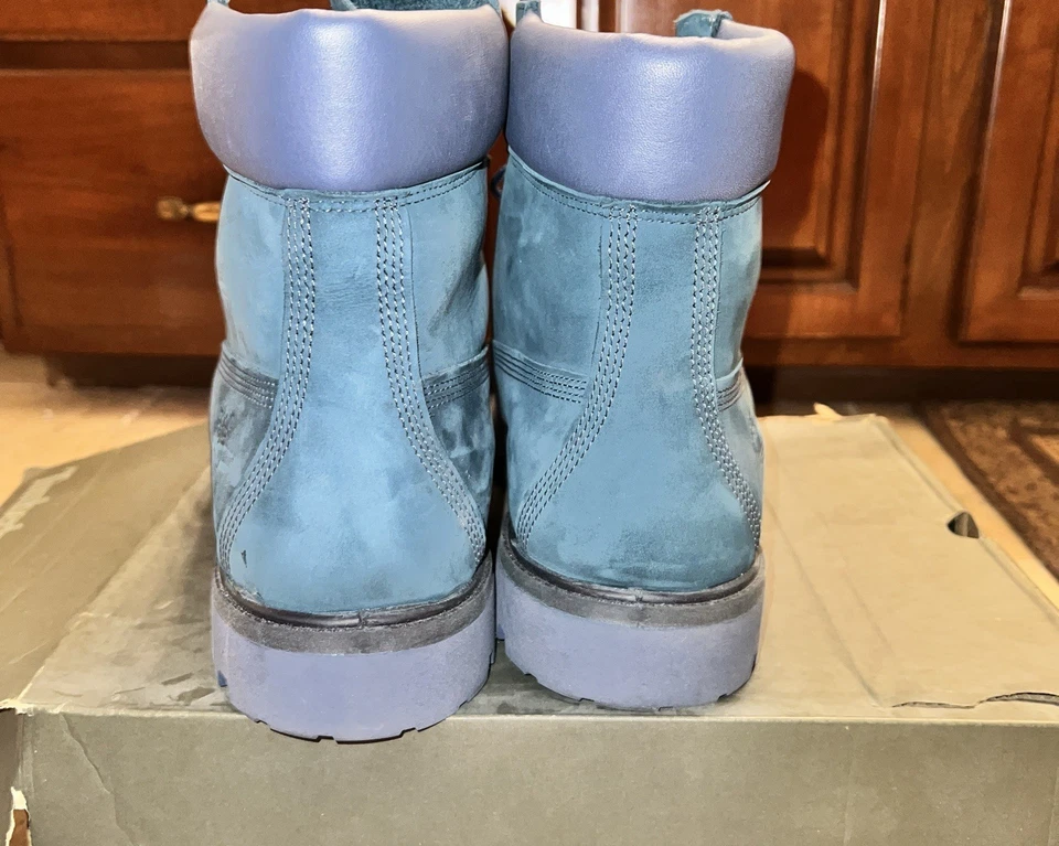 Timberland 6" Premium Waterproof Boots ‘Dark Blue’ Size 14 Leather Nubuck Suede - Image 3 of 4