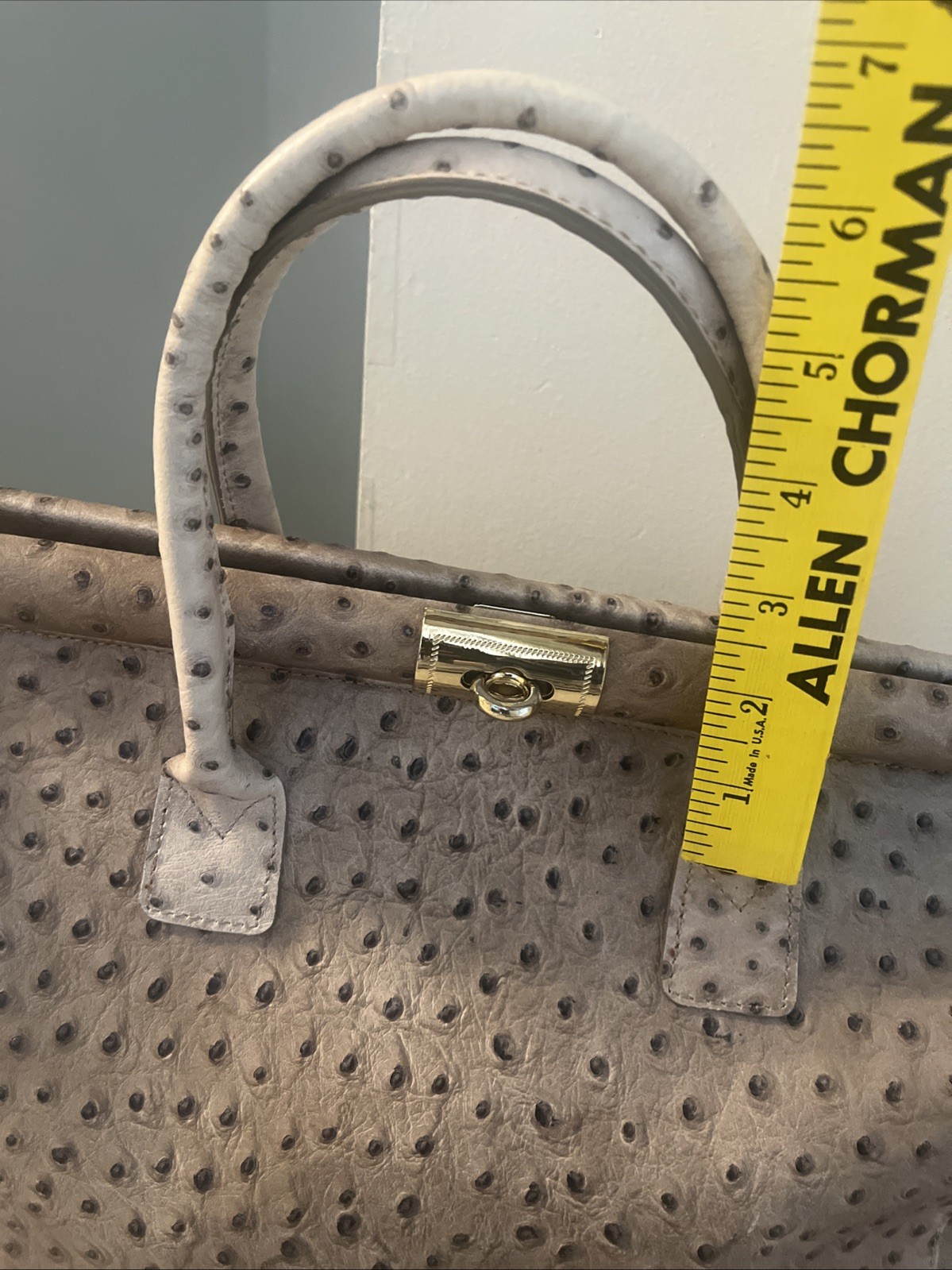 Genuine PELLE DI GIADA Merci Marie Italy  leather Ostrich Handbag Hermes Style thumbnail 19