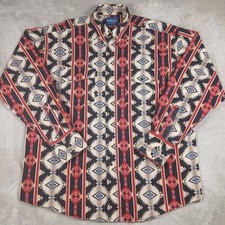Vintage Wrangler Aztec Pearl Snap Shirt XL Men's Long Sleeve Southwestern