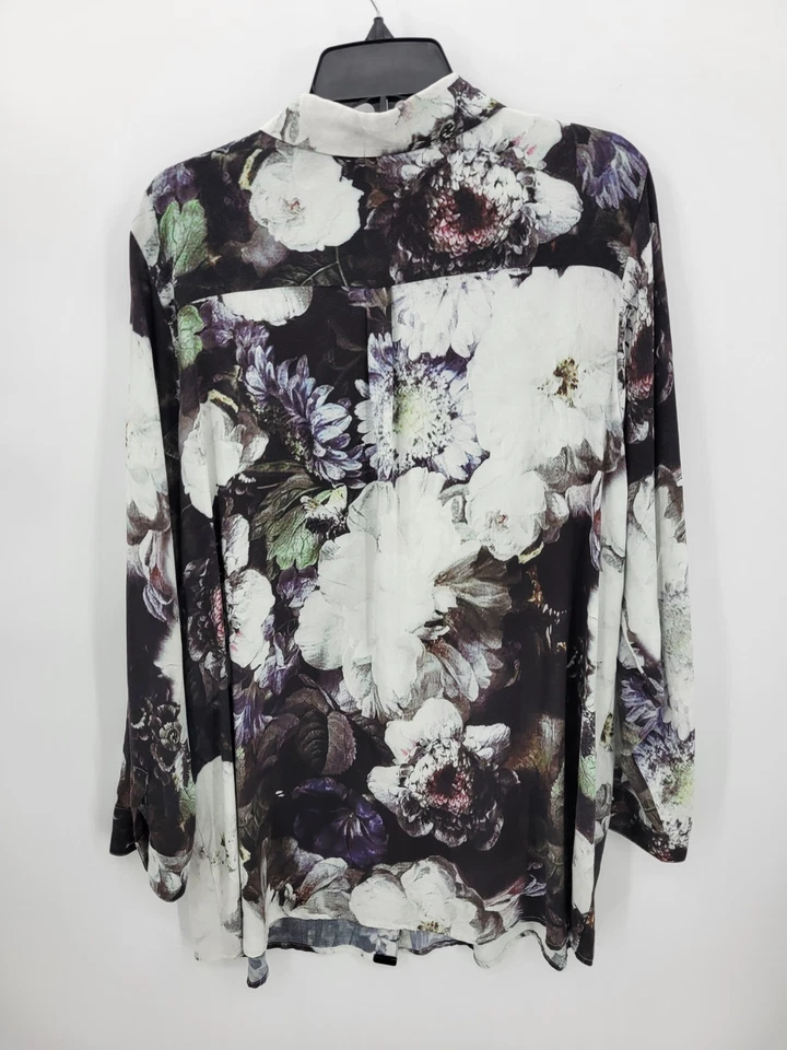 Blusa Artística Soft Surroundings Top Mujer Plus 2X Acuarela Floral Manga Larga Foto 2 de 4