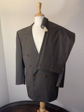 Vintage Canali Milano Brown Textured Double Breasted Suit 42L Wool