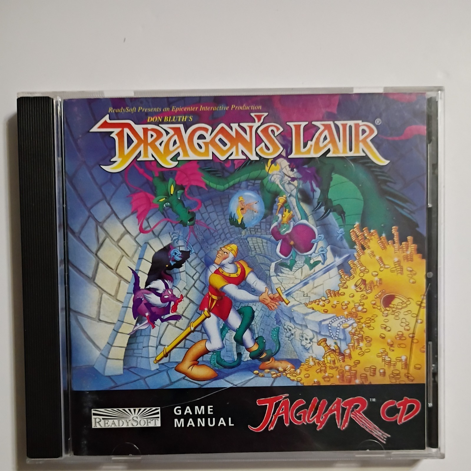 Dragon’s Lair (CD de Atari Jaguar, 1995 NTSC-U/C) completo con manual en caja en muy buena condición
