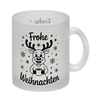 Frohe Weihnachten Cartoon Rentier Glas Tasse