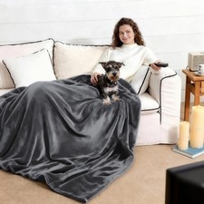 100 Waterproof Blanket Queen Size Cover for Bed, Reversible Fleece Love Blan...