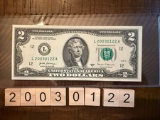 Uncirculated January 22nd, 2003 $2 Fancy / Birthday note L 20030122 A - 2017 A