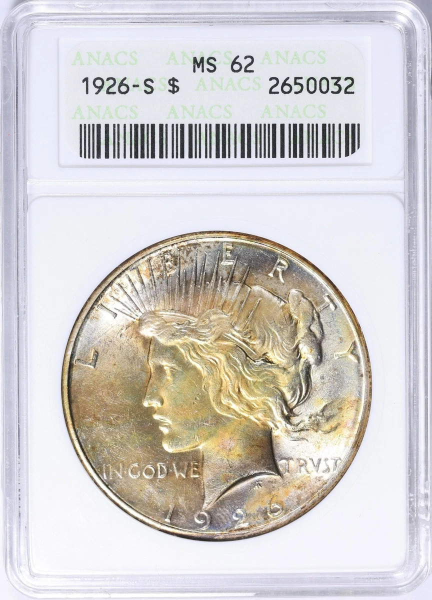 Silver MS 62 Graded 1926 Year Peace Dollars (1921-1935) for sale