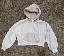 Abercrombie Fitch Hoodie Women M Gray Beige Soft A F Max Cropped Pullover