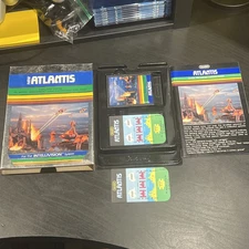 Imagic New Atlantis Video Game Cartridge 1982 Game Box Tray Overlays Manual CIB