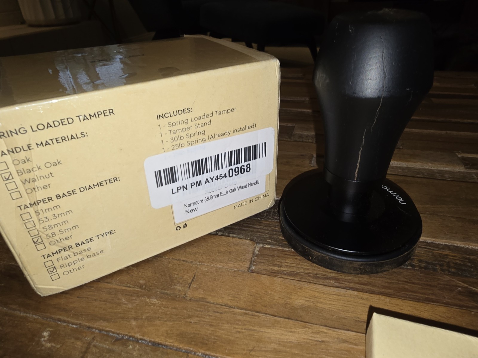 Normcore 58.5mm Espresso Coffee Tamper V4 Spring Loaded Tamper Titanium (Cracked