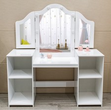 Vanity Table Girls Princess 2 in 1 Makeup Desk Mirror Chair for Kids Bedroom