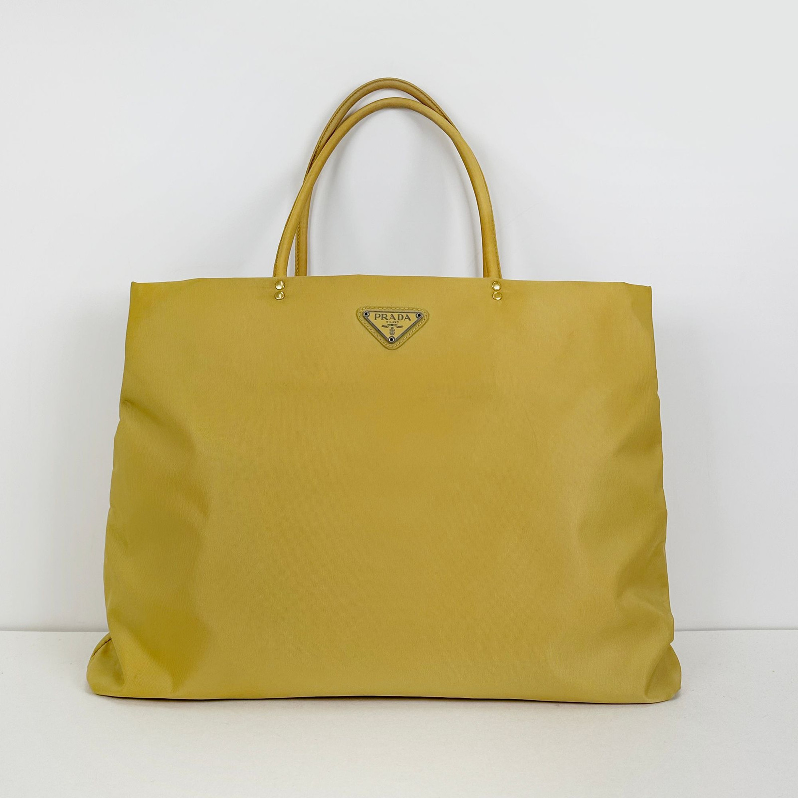 Prada Vintage Pocono Yellow Shopper Tote Shoulder Bag Prada Vintage Pocono Yellow Shopper Tote Shoulder Bag