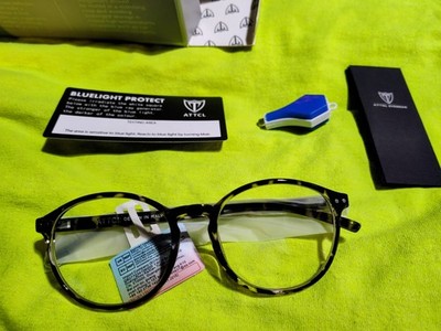 ATTCL Blue Light Blocking Round Eyeglasses TR90 Tortoise Frame Clear Lens